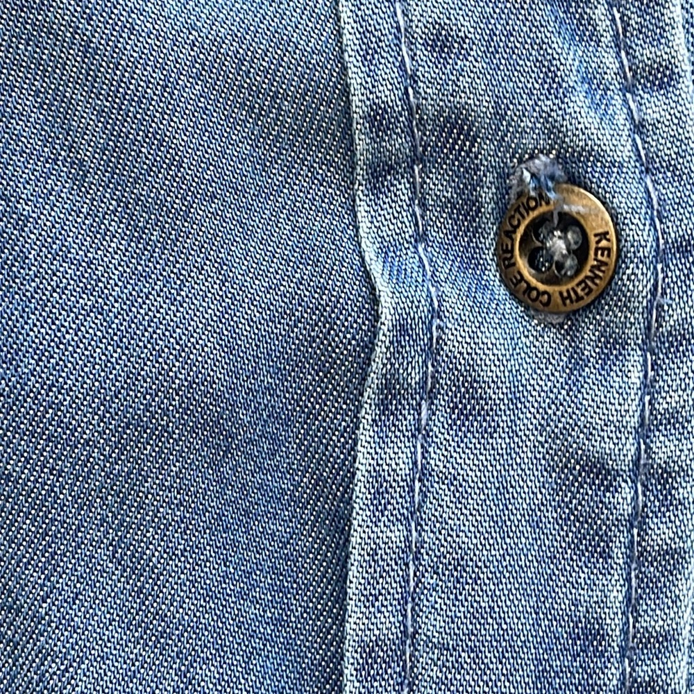 KennethCole Reaction Chambray Denim Belted Shirt Utility Dress Roll-Up Sleeves-S - Picture 9 of 11